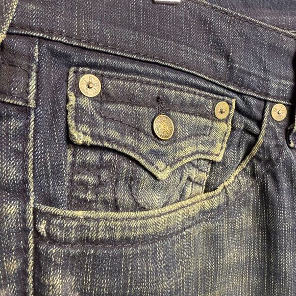 True Religion Jeans Mens 44x35 Ricky Blue Denim Made in USA Y2K *Flawed VTG - Picture 3 of 13